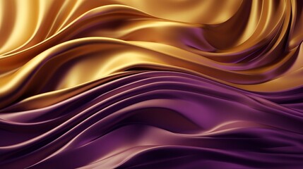 Theoretical Establishment with Wave Shinning Gold and Purple Point Silk Surface. AI Generated