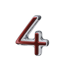 Number 4 3D rendering transparent background