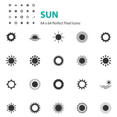 set of sun icons, summer, sunny