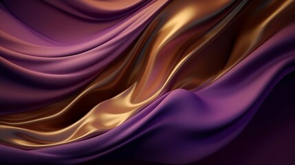 Theoretical Establishment with Wave Shinning Gold and Purple Point Silk Surface. AI Generated