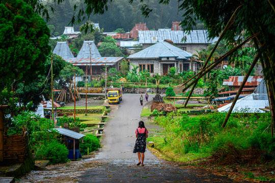 views of countryside town in flores island, indonesia