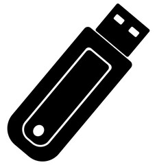 Flash memory icon illustration, black on white background
