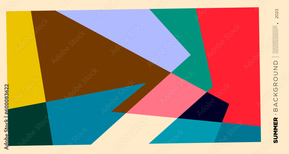 Poster vector abstract colorful dynamic geometric pattern background illustration for summer 2023
