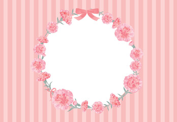 母の日のピンク色のカーネーションのフレームイラスト