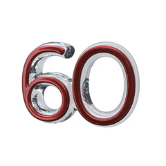 Fototapeta premium Number 60 3D rendering transparent background