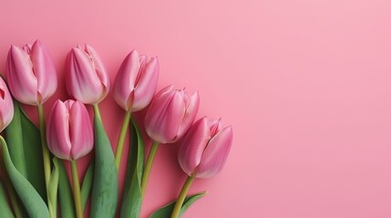 Spring tulip makes on pink foundation best see in level lay organize. AI Generated