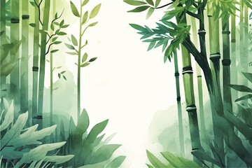 Tropical watercolor plants and flowers, summer holiday landscape banner. Generated AI