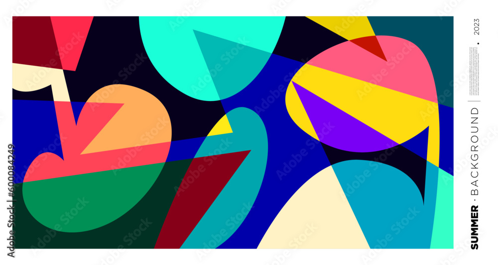 Poster vector abstract colorful dynamic geometric pattern background illustration for summer 2023