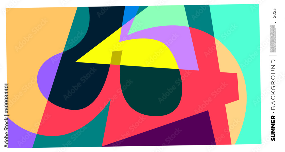Poster vector abstract colorful dynamic geometric pattern background illustration for summer 2023
