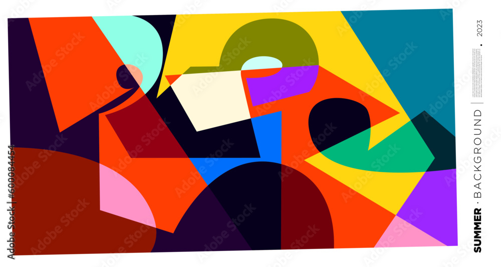 Poster vector abstract colorful dynamic geometric pattern background illustration for summer 2023