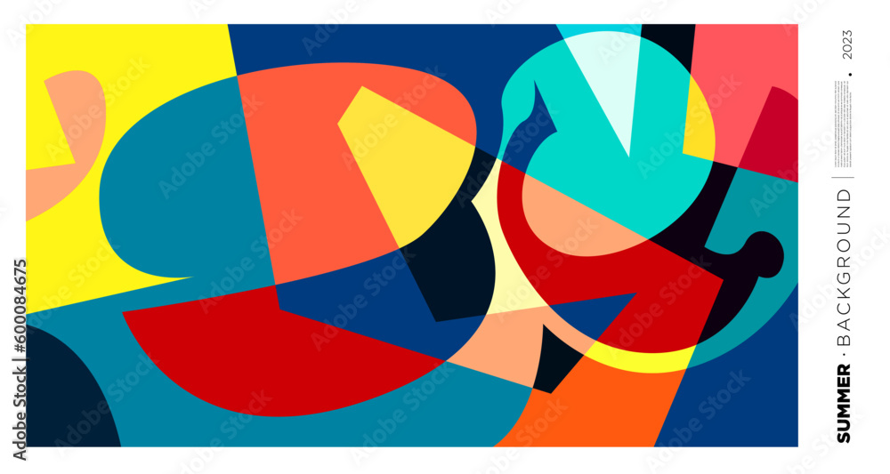 Poster vector abstract colorful dynamic geometric pattern background illustration for summer 2023