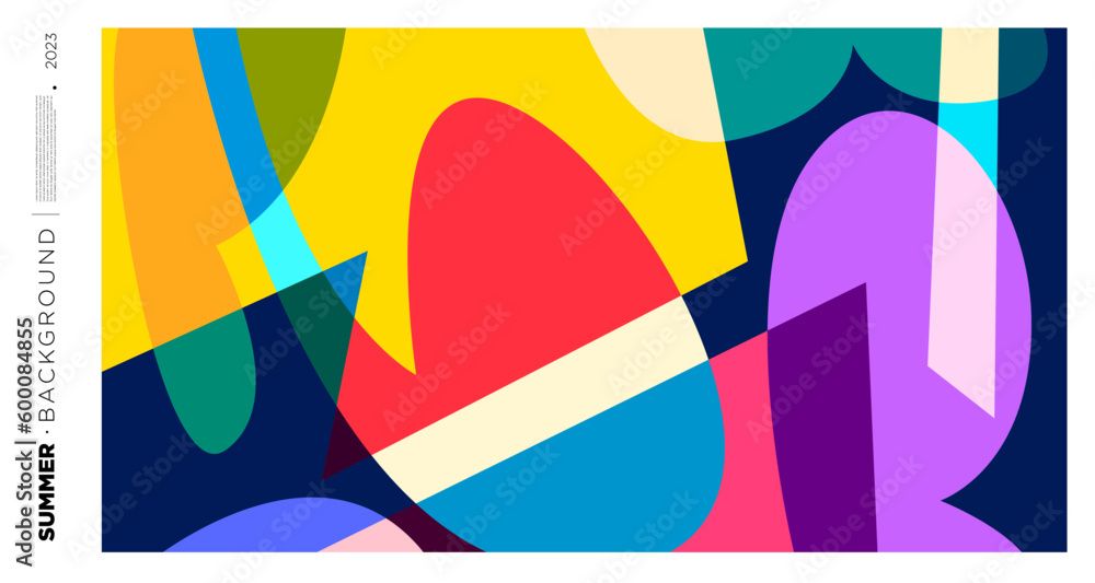 Poster vector abstract colorful dynamic geometric pattern background illustration for summer 2023