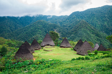 panoramic view of wae rebo village, indonesia