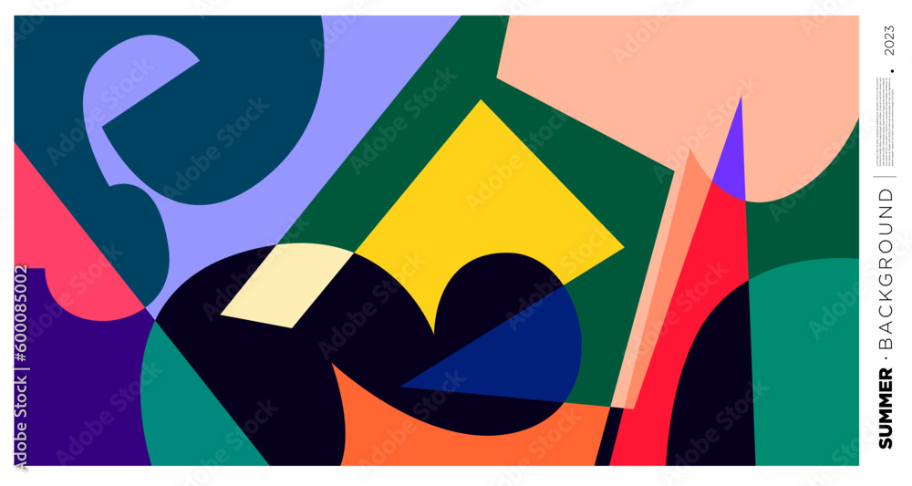 Poster vector abstract colorful dynamic geometric pattern background illustration for summer 2023