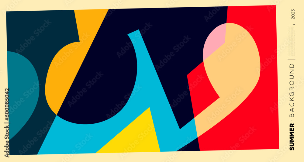 Poster vector abstract colorful dynamic geometric pattern background illustration for summer 2023