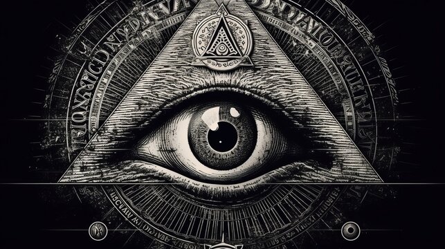 photo Sign Illuminati. freemasonry. The masonic square. AI Generated