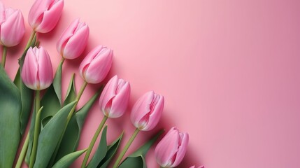 Spring tulip makes on pink foundation best see in level lay organize. AI Generated