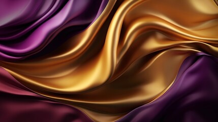 Obraz premium Hypothetical Foundation with Wave Shinning Gold and Purple Point Silk Surface. AI Generated
