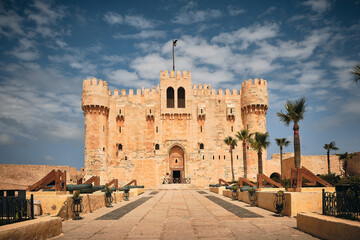 Frontyard of Qaitbay fort. Citadel of Qaitbay, Alexandria, Egypt