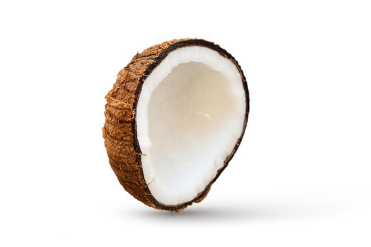 Half coconut isolated on the white background - Clipping path