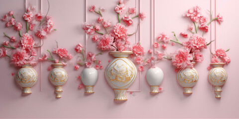 Beautiful pink flower display. Generative ai