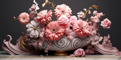 Beautiful pink flower display. Generative ai