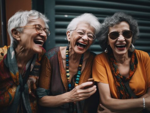 Modern Aging.  A Candid Shot Of A Group Of Senior Women Laughing And Enjoying Each Other's Company. Generative AI