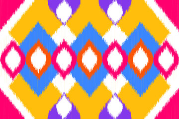 Ikat Geometric triangle ethnic seamless pattern. Native American, Mexican, African, Indian, Moroccan style. Design for textile, clothing, fabric, wallpaper, home decor, texture, backdrop, background. 