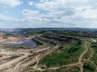 Fototapeta na wymiar Kolubara pit on coal mining by the open way. Lazarevac, Serbia