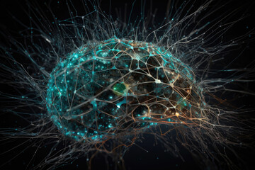 Human brain, with its intricate network of neurons. Generative AI