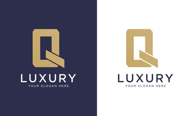 Royal premium letter q logo design vector template in gold color. Beautiful logotype design for luxury company branding.