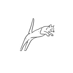 Hand drawn vector abstract graphic line art collection with adorable cute funny cartoon cat character.Vector illustration of funny cartoon outline cat in trendy line style. Drawing line art cat icon.