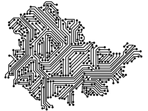 Umrisskarte von Th&uuml;ringen als Chip