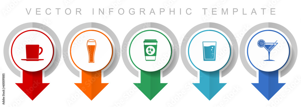 Poster drinks icon set, miscellaneous pointer icons such as cup, glass and drink for webdesign and mobile a