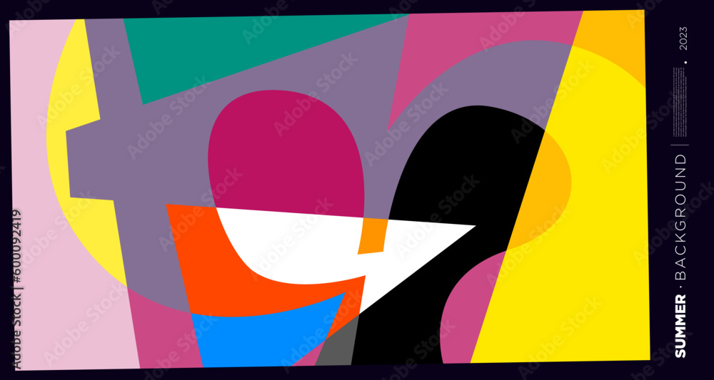 Poster vector abstract colorful dynamic geometric pattern background illustration for summer 2023