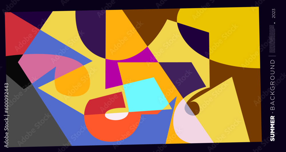 Poster vector abstract colorful dynamic geometric pattern background illustration for summer 2023