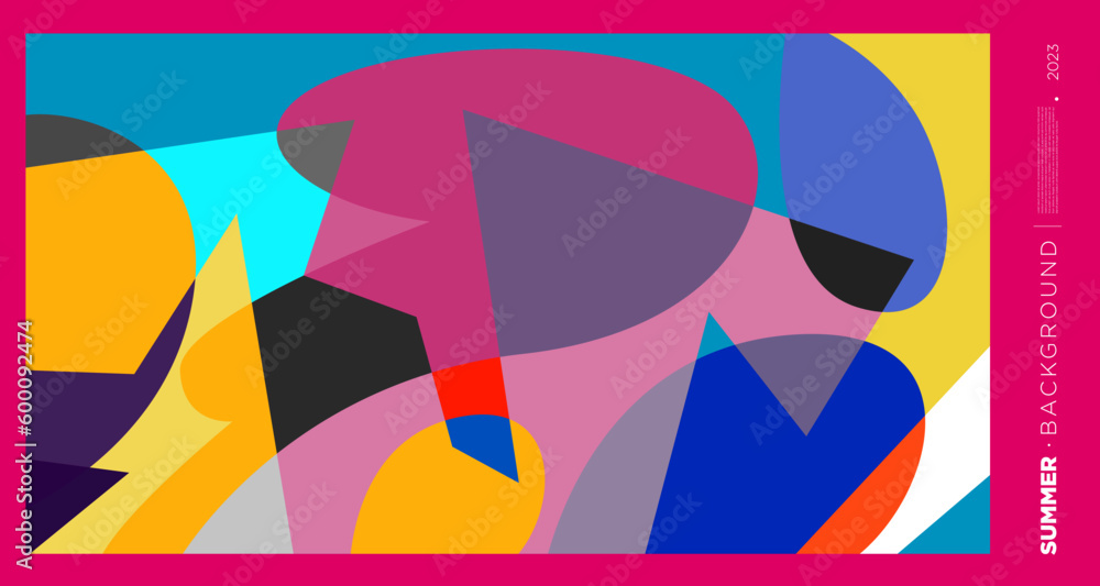 Poster vector abstract colorful dynamic geometric pattern background illustration for summer 2023