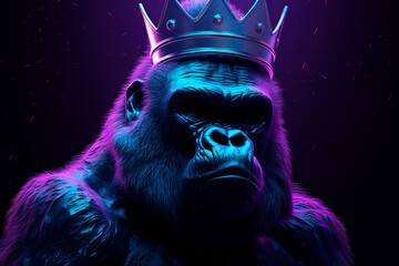 A gorilla with a crown on his head. Generative AI