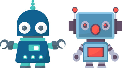 robot, android character white background isolated vector