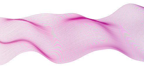 Pink violet ribbon wave striped line background. Minimal round lines waves background. Abstract pink violet wave lines pattern background. Vector file.
