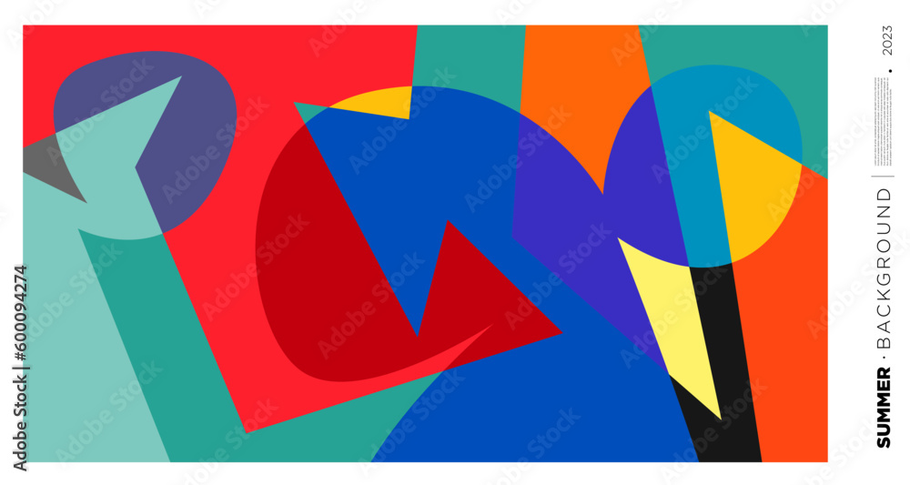 Poster vector abstract colorful dynamic geometric pattern background illustration for summer 2023