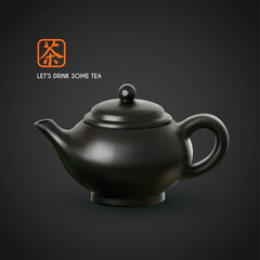 3D realistic teapot. Chinese tea.
