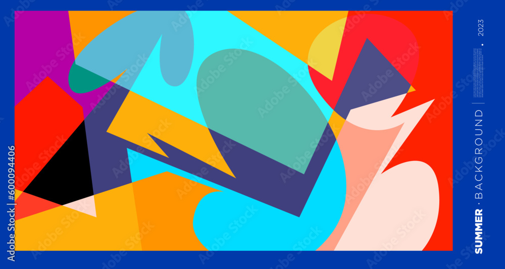 Poster vector abstract colorful dynamic geometric pattern background illustration for summer 2023