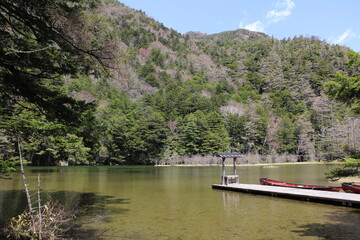Myojin-ike Pond in Kamikochi, Japan
