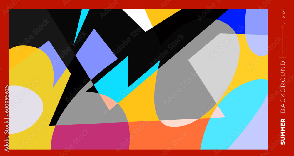 Poster vector abstract colorful dynamic geometric pattern background illustration for summer 2023