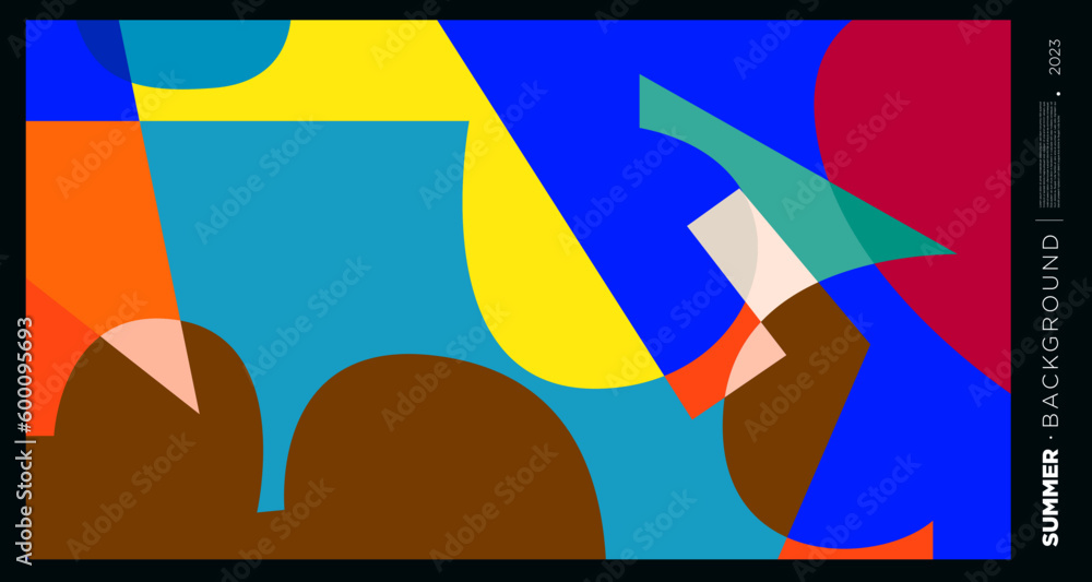 Poster vector abstract colorful dynamic geometric pattern background illustration for summer 2023