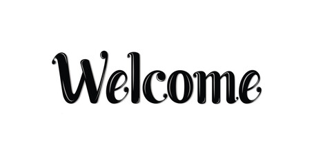 Welcome lettering text. Handwritten modern lettering in black color. Suitable for postcards, T-shirt print designs, invitations, banners, posters, web, and icons. Vector design illustration.