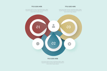Flat 3 circular diagram infographic
