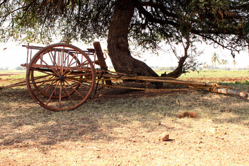 Fototapeta na wymiar Empty Vintage Wagon Cart, Karnataka