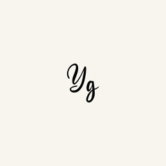 YG black line initial script concept logo design